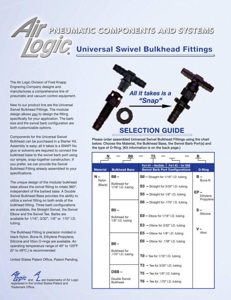 Universal Double Swivel Bulkhead Fittings – Pneumatic Systems